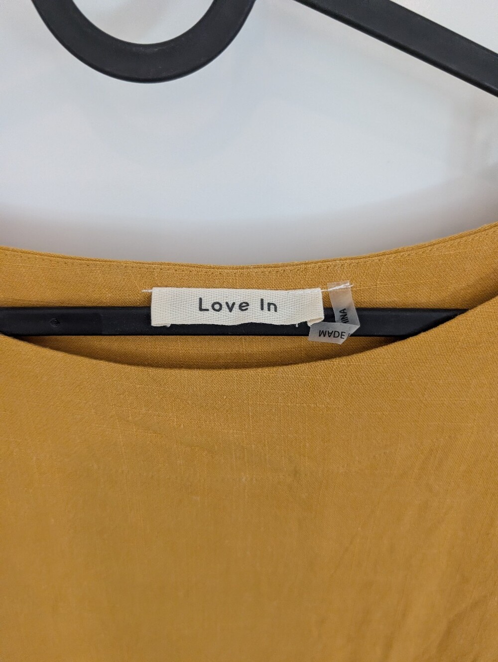 Mustard Linen-blend Shift Dress - Picture 9 of 10